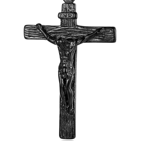 Stainless Steel Yeshua (Jesus) Crucifix  Pendant and 24” Necklaces - Picture 3 of 4